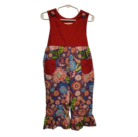 Southern Tots Other - Southern Tots Red Floral Summer Button Ruffle Romper Size 24 Months